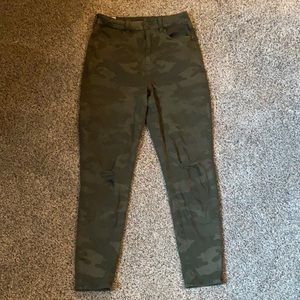 high waisted, ripped camo jeans